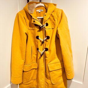 BODEN - SHERPA LINED COTTON BLEND DUFFLE COAT - LIKE NEW.  MARIGOLD YELLOW.  12